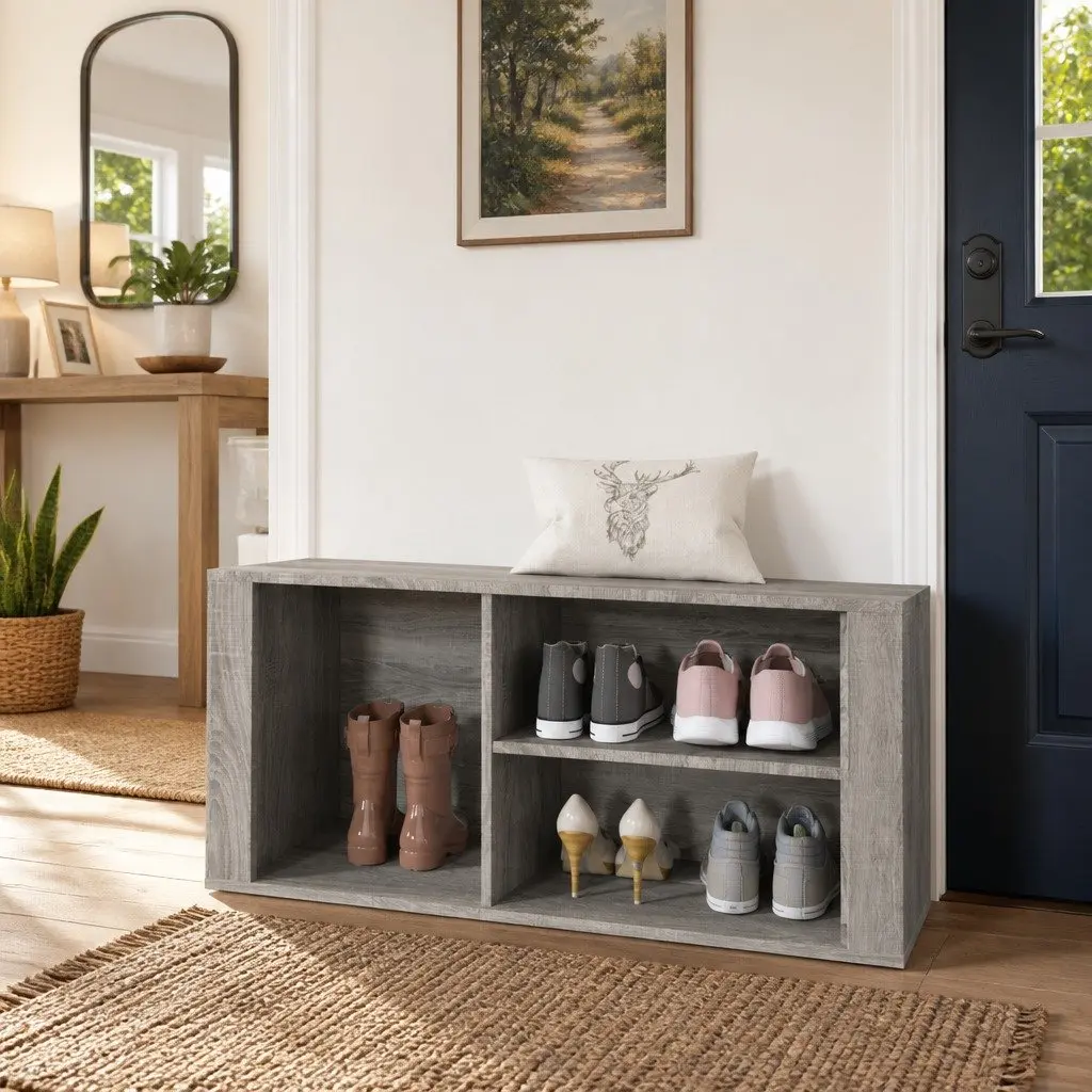 Shoe Cabinet Engineered Wood 100x35x45 cm Grey