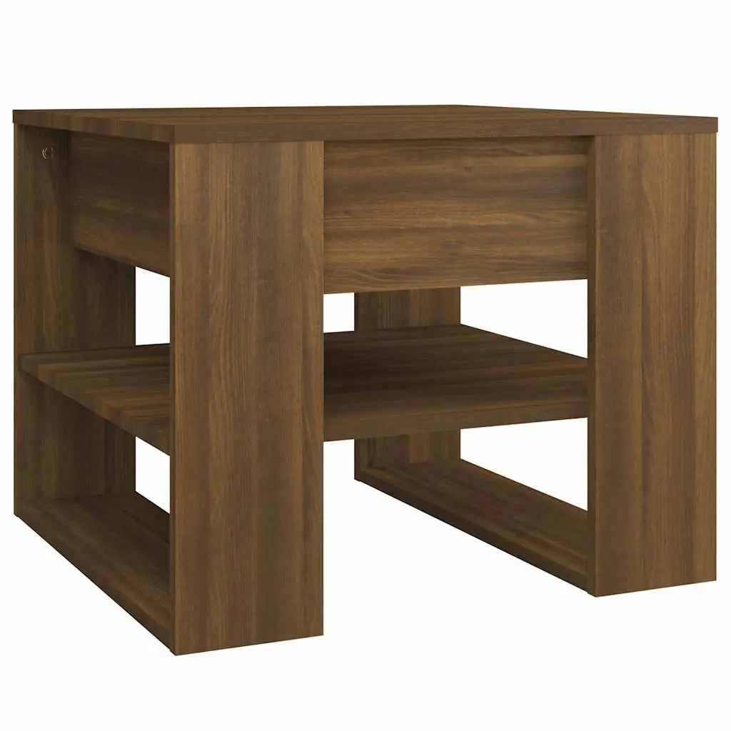 Brown Engineered Wood Coffee Table with Storage Shelf
