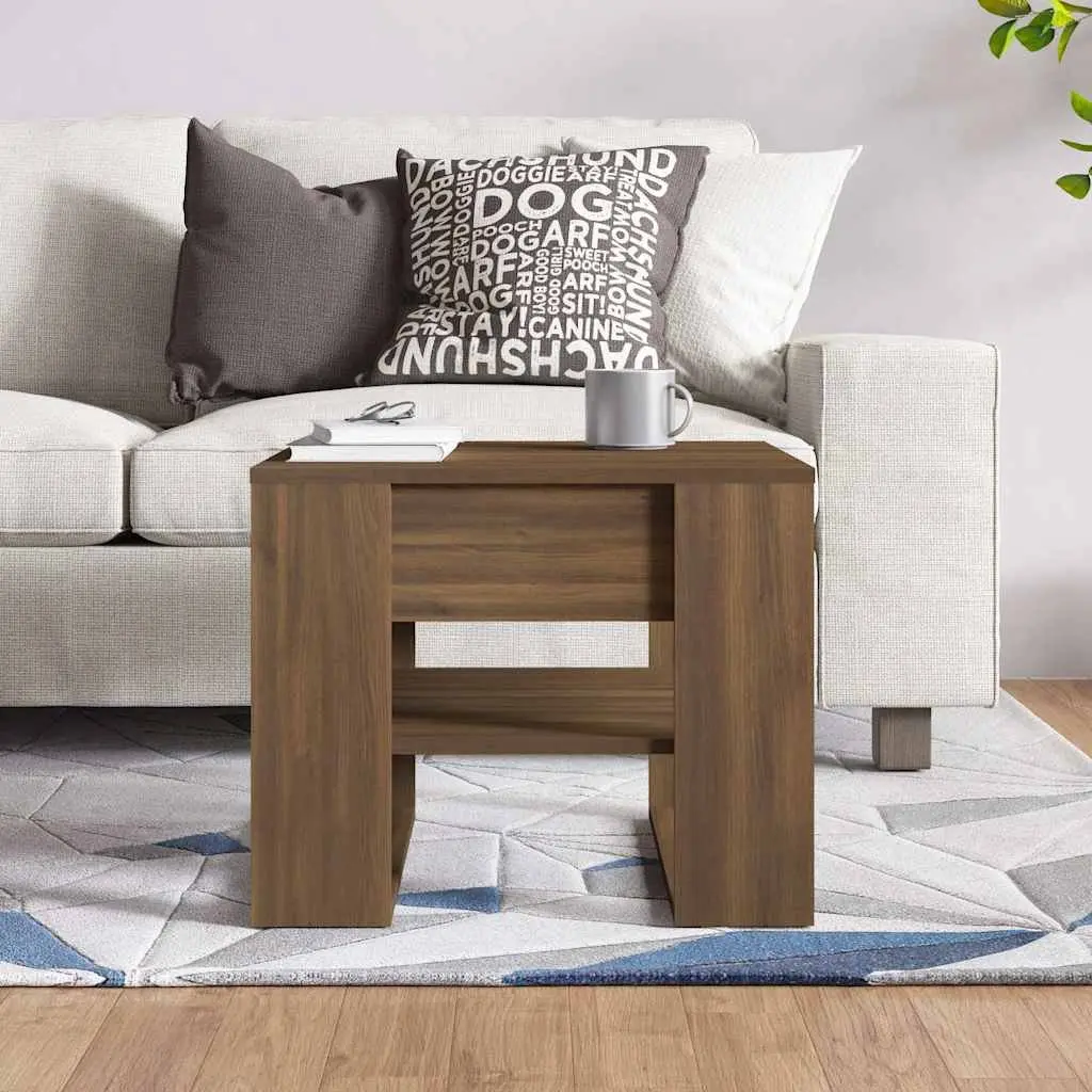 Brown Engineered Wood Coffee Table with Storage Shelf