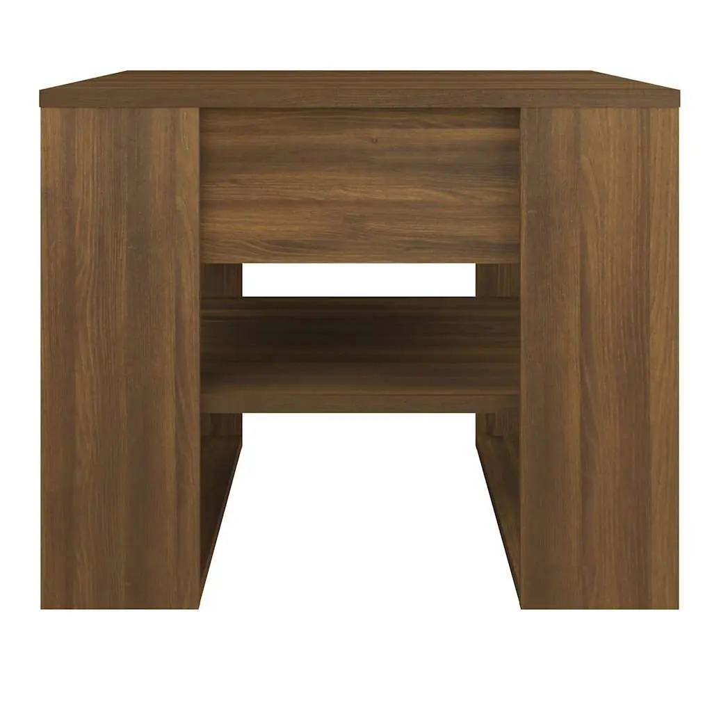 Brown Engineered Wood Coffee Table with Storage Shelf