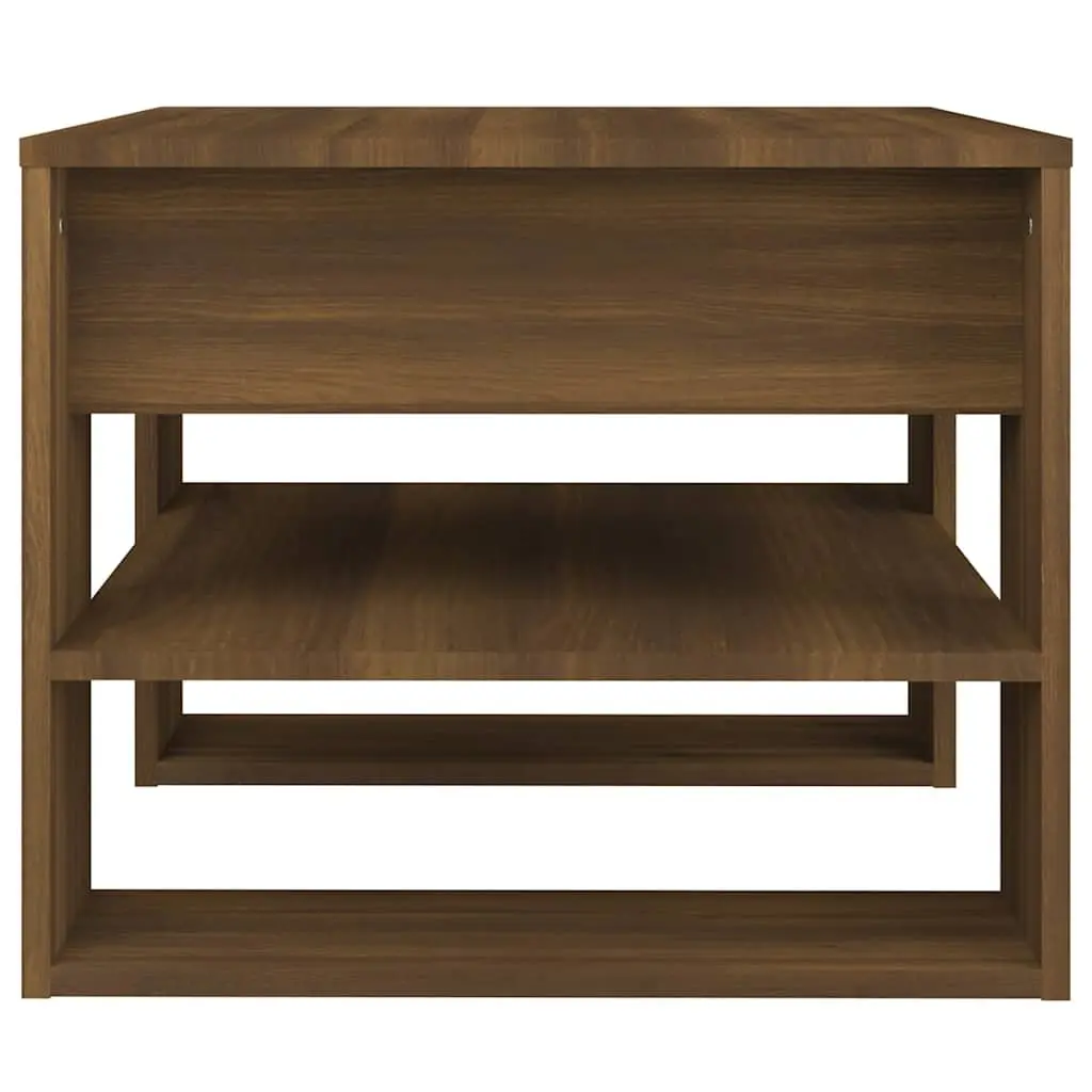 Brown Engineered Wood Coffee Table with Storage Shelf