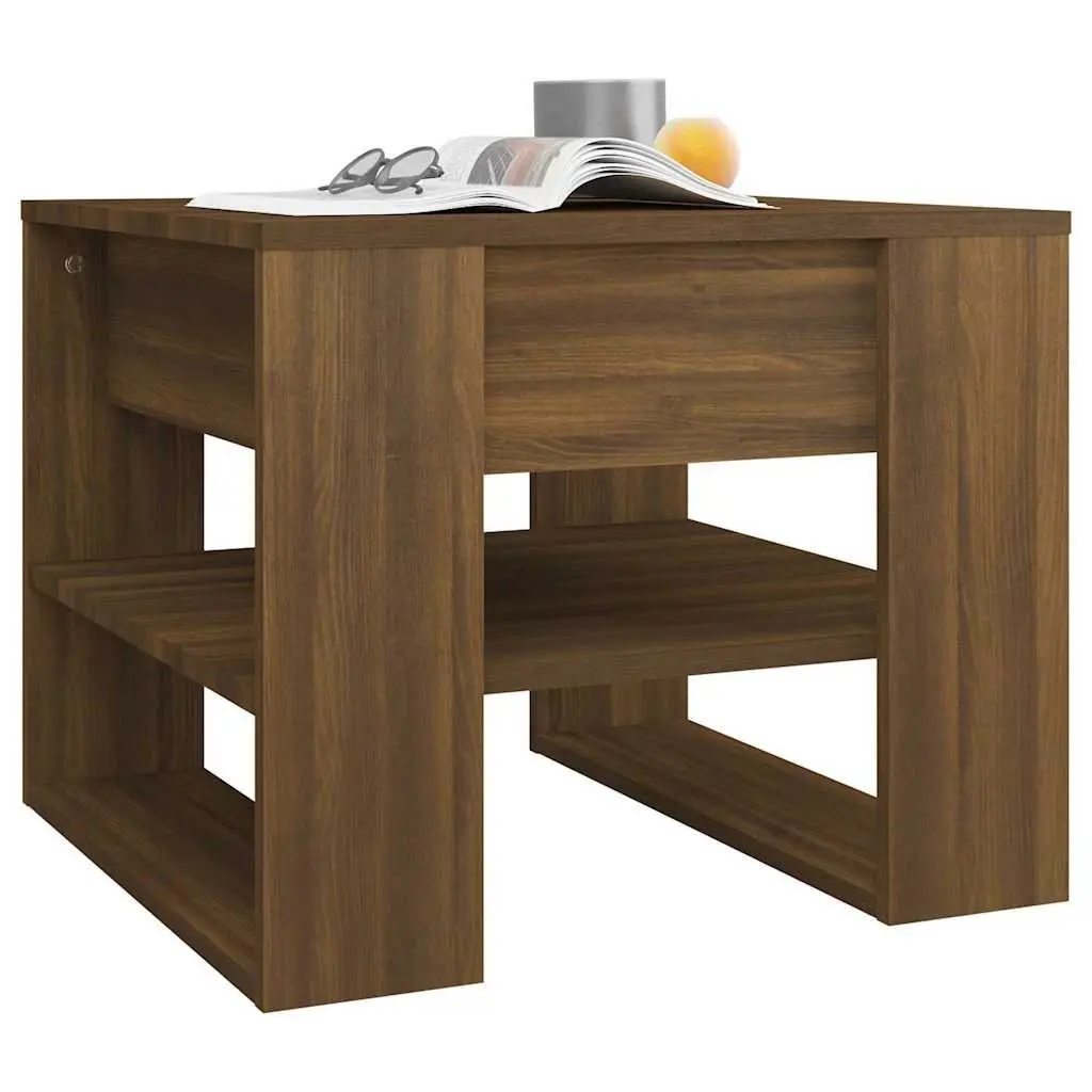 Brown Engineered Wood Coffee Table with Storage Shelf