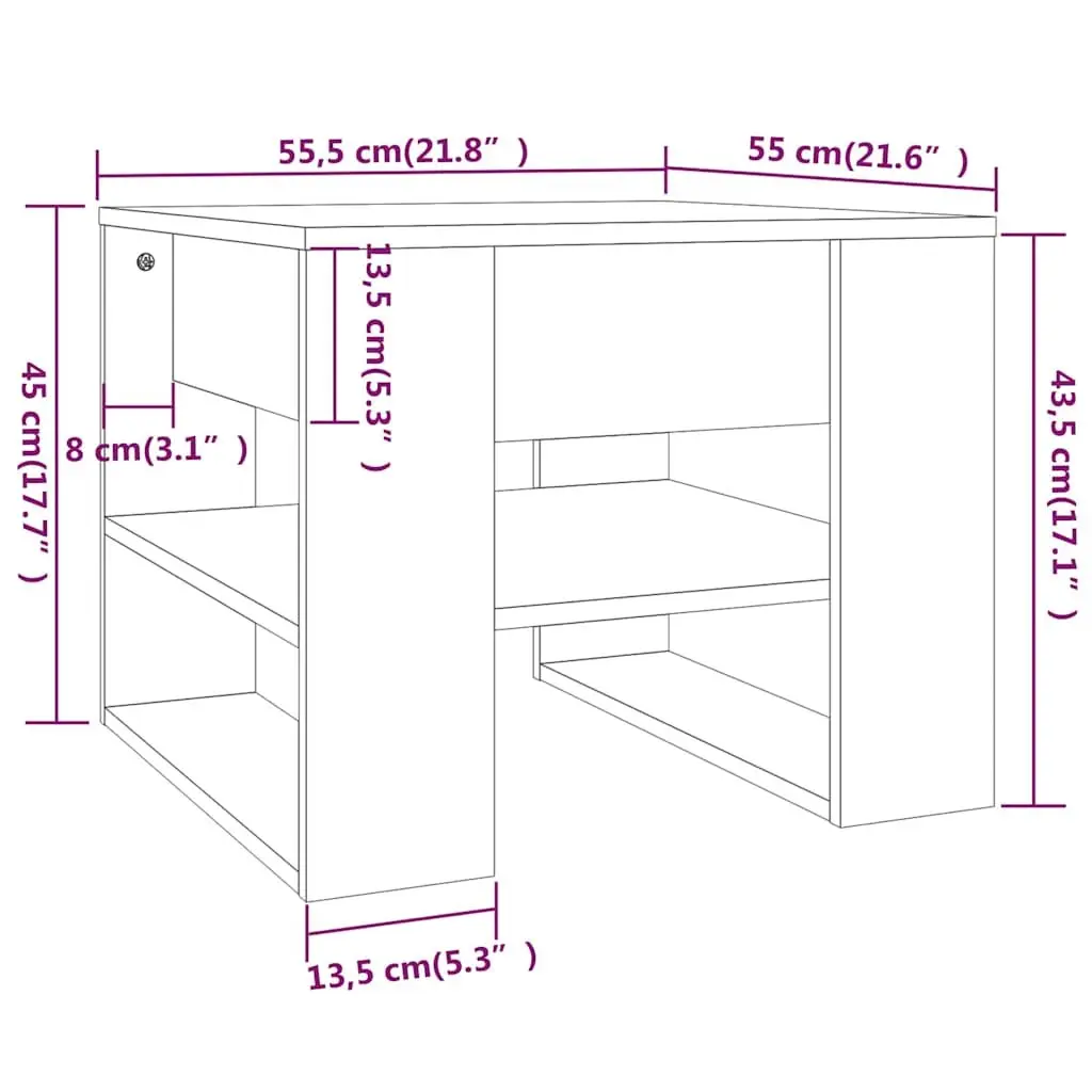 Brown Engineered Wood Coffee Table with Storage Shelf