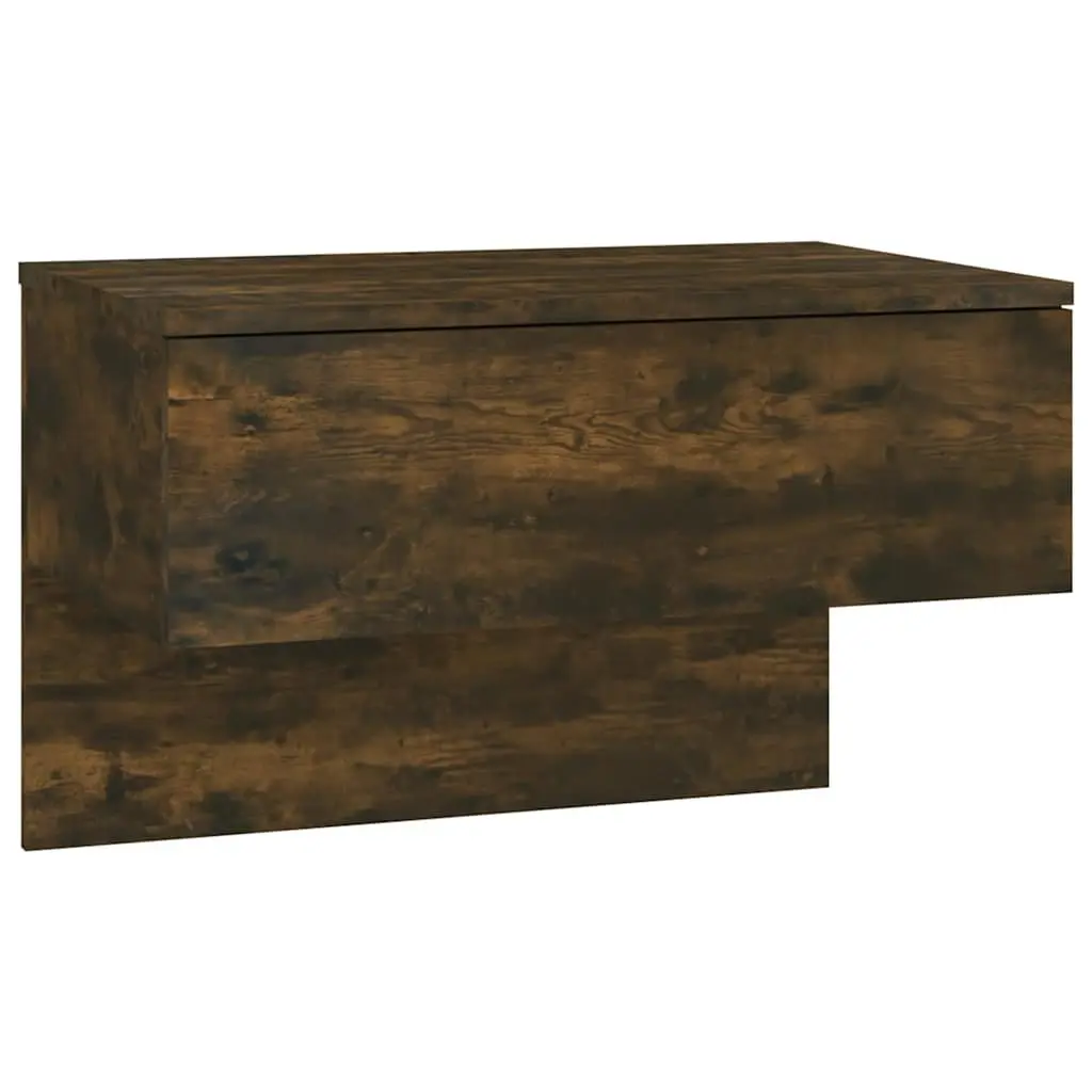 Wall-mounted Bedside Cabinet Engineered Wood Smoked Oak