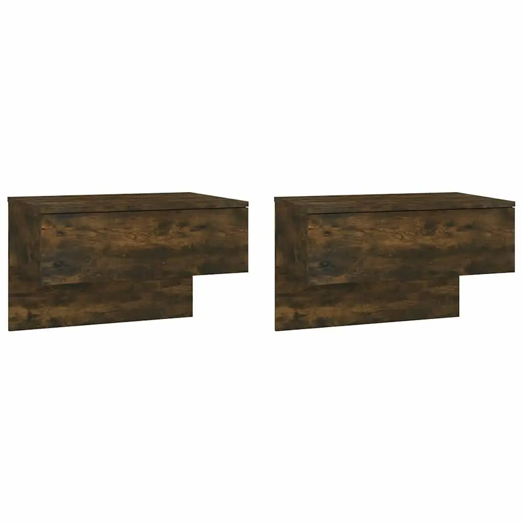 Brown Wall-Mounted Floating Cabinets Set of 2