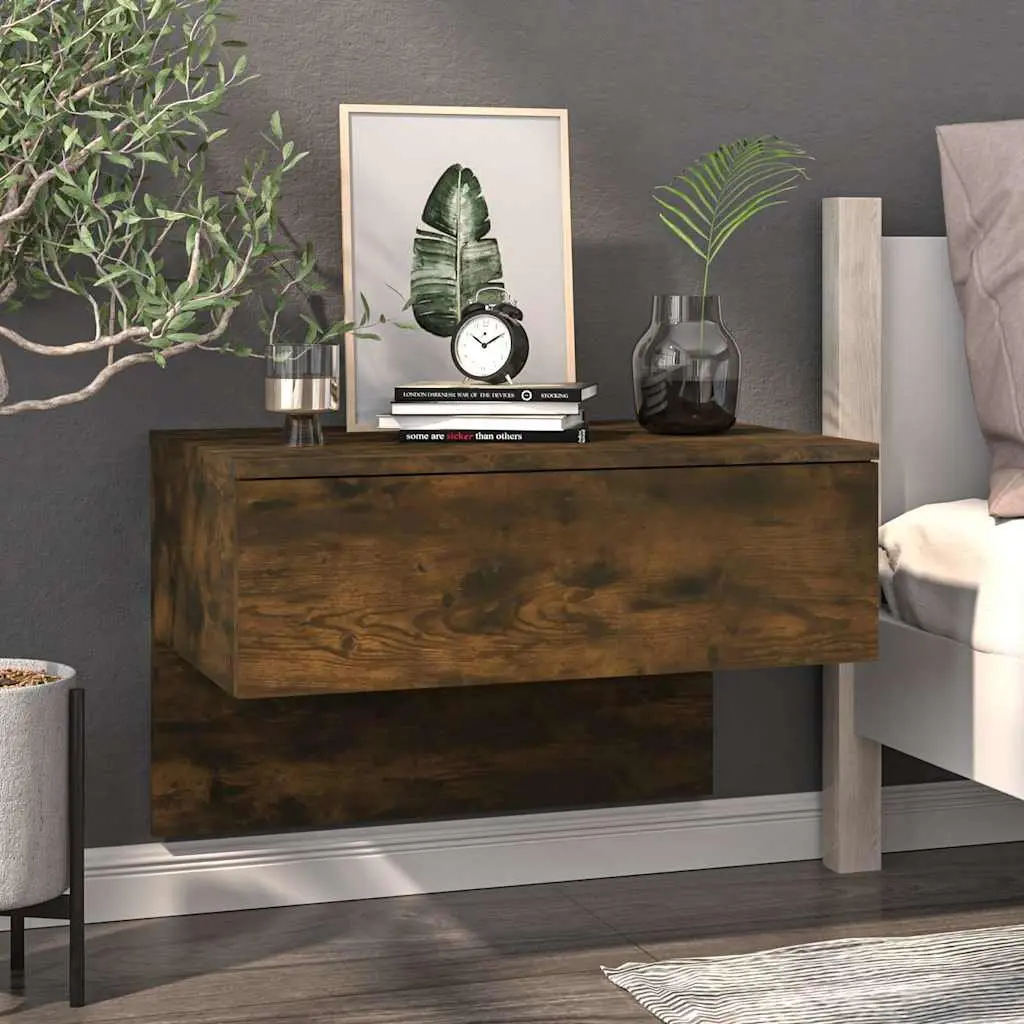 Brown Wall-Mounted Floating Cabinets Set of 2