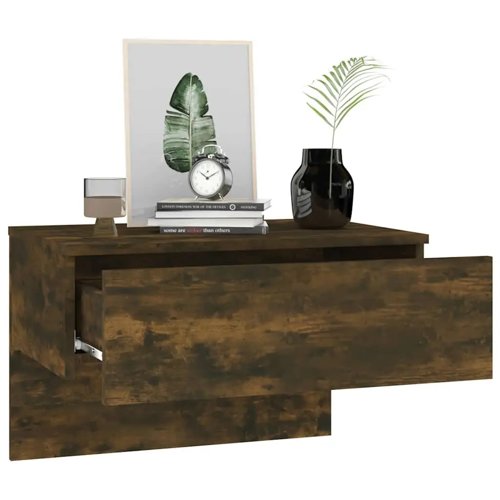 Brown Wall-Mounted Floating Cabinets Set of 2