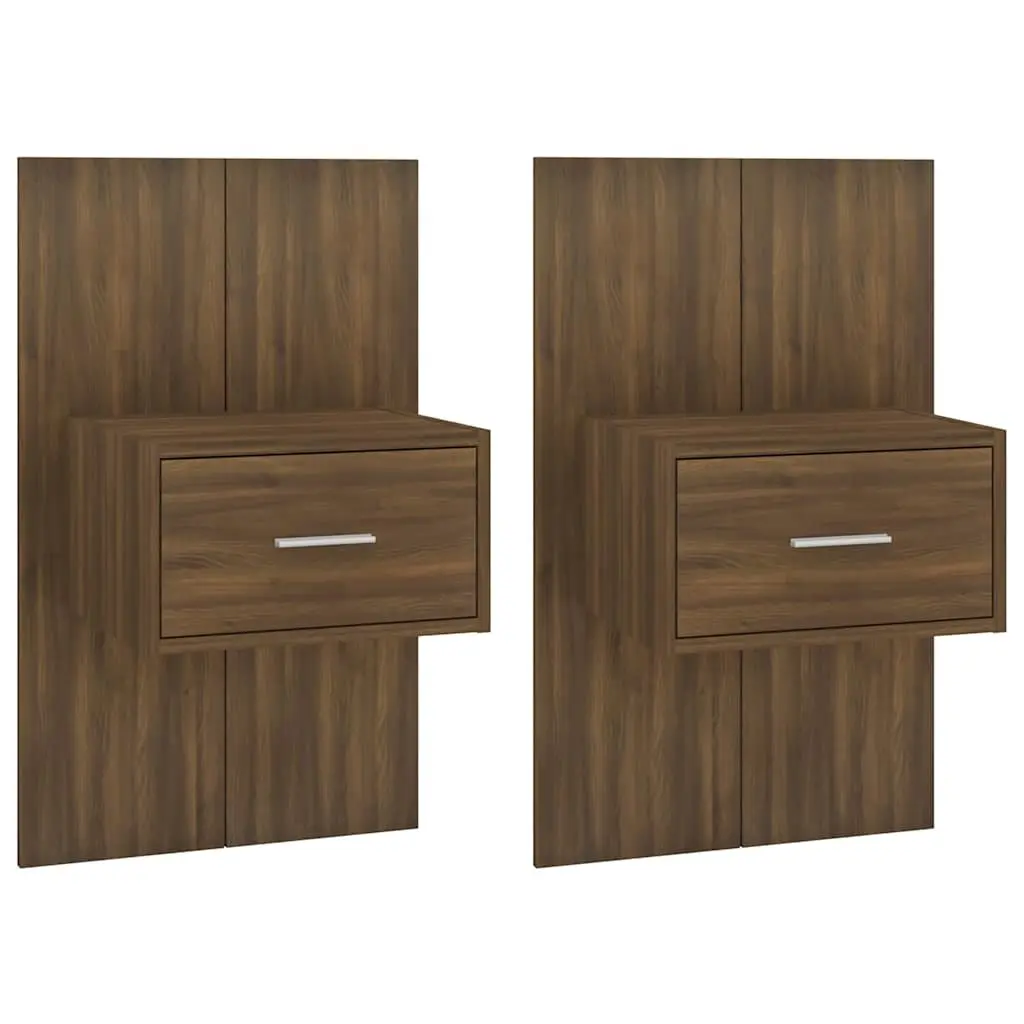 Wall-Mounted Bedside Cabinets 2 pcs Brown Oak