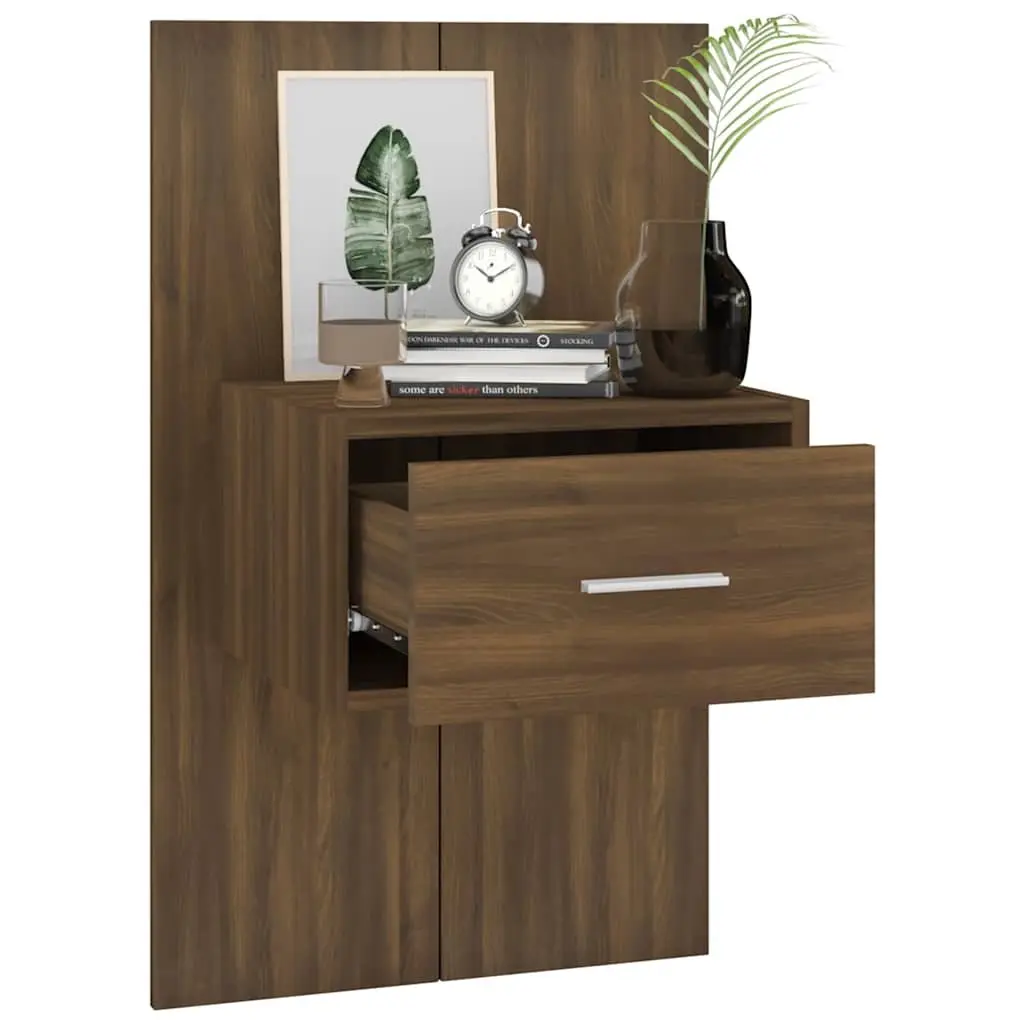Wall-Mounted Bedside Cabinets 2 pcs Brown Oak