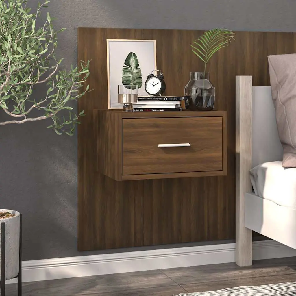 Wall-Mounted Bedside Cabinets 2 pcs Brown Oak