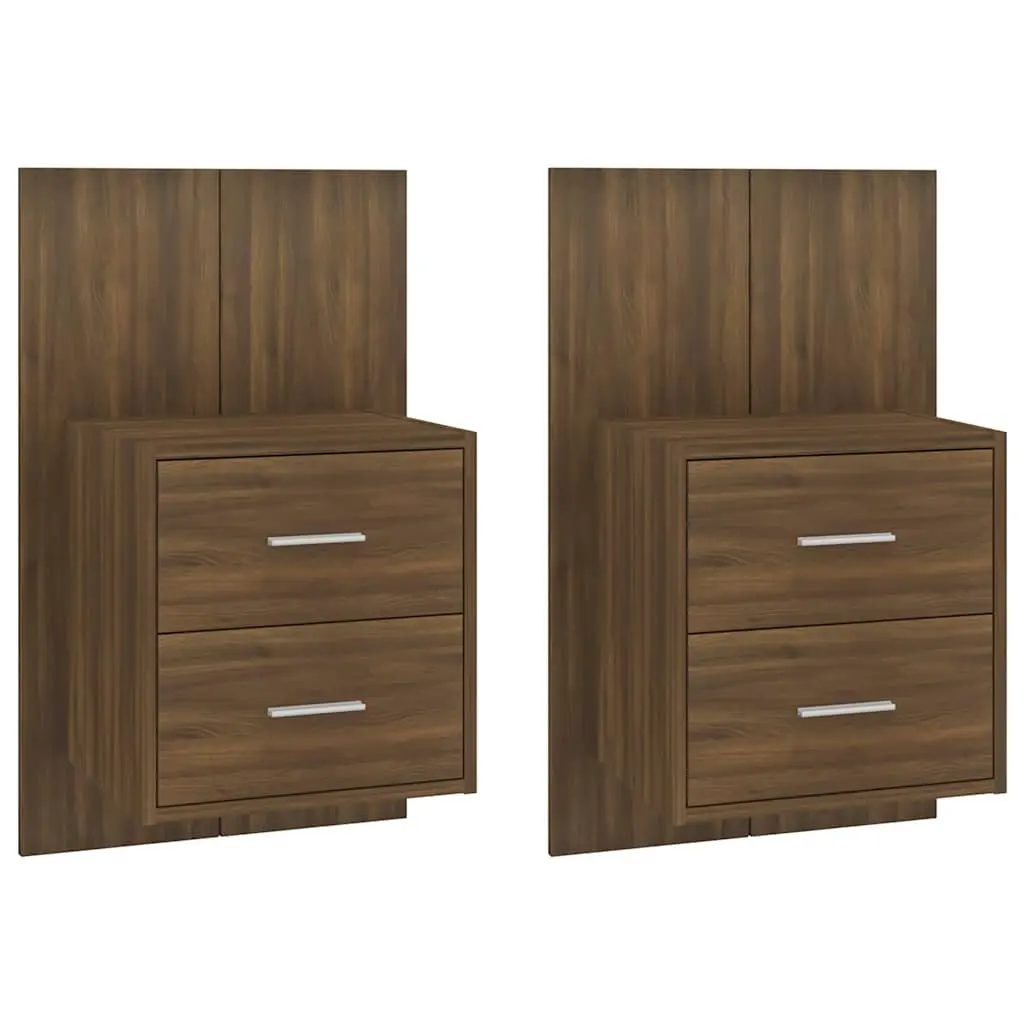Wall-mounted Bedside Cabinets 2 pcs Brown Oak Floating Storage Units