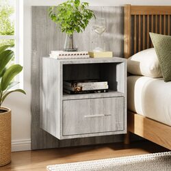 Stylish Wall-Mounted Bedside Cabinet in Grey