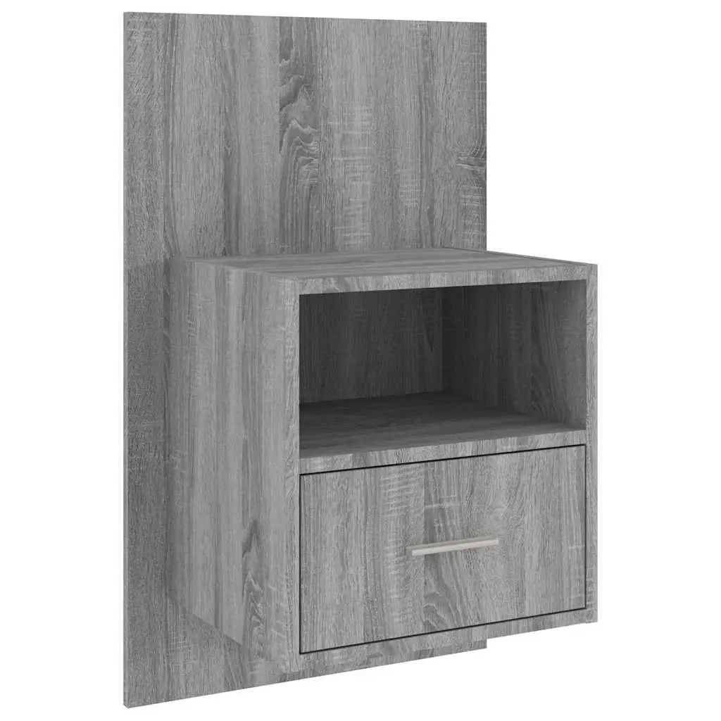 Wall-Mounted Bedside Cabinet in Grey