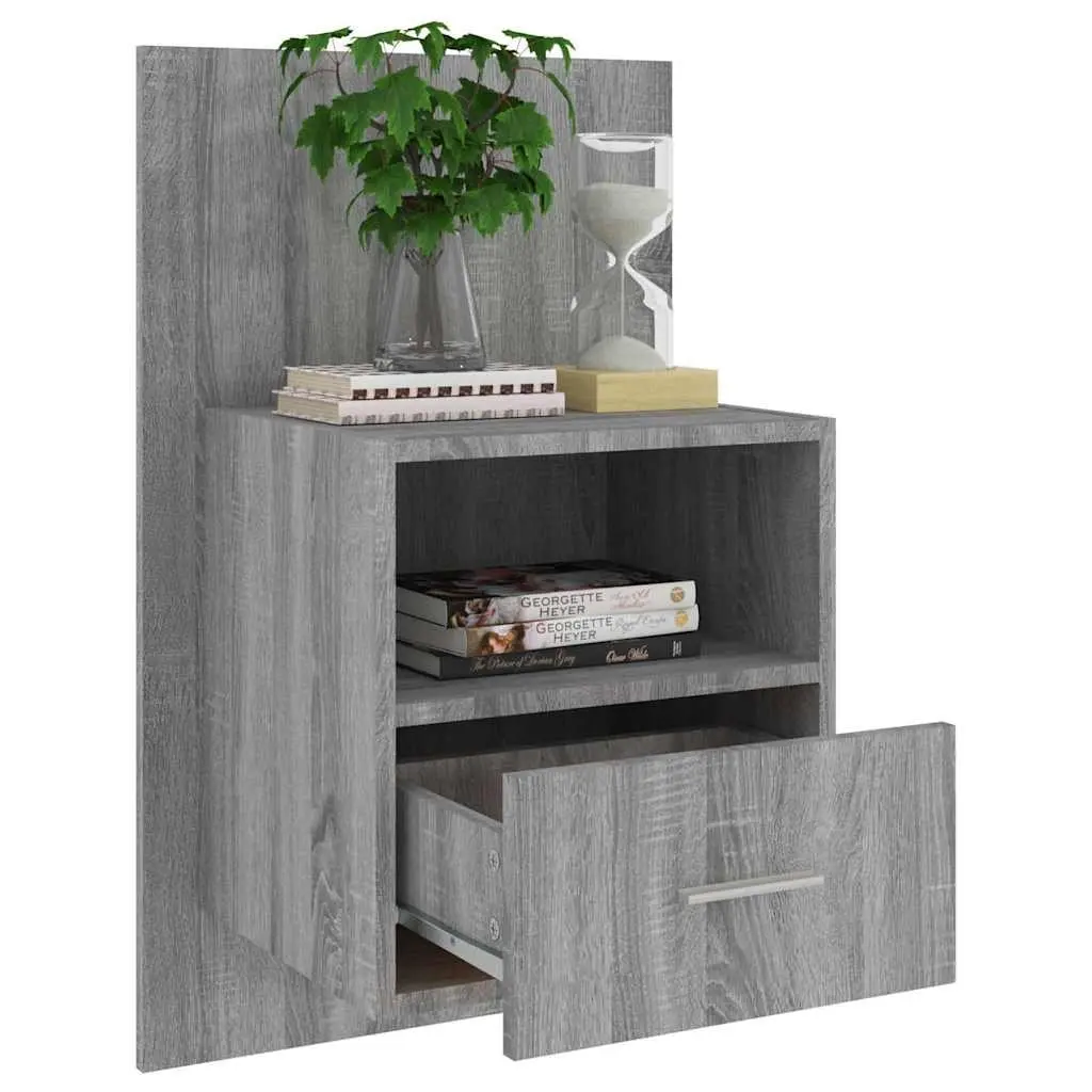 Wall-Mounted Bedside Cabinet in Grey