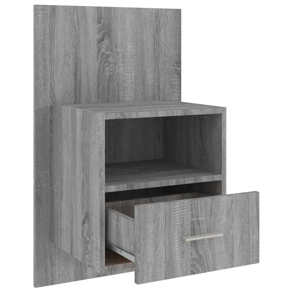 Wall-Mounted Bedside Cabinet in Grey