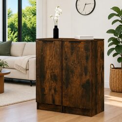 Premium Brown Engineered Wood Storage Sideboards (2 pcs)