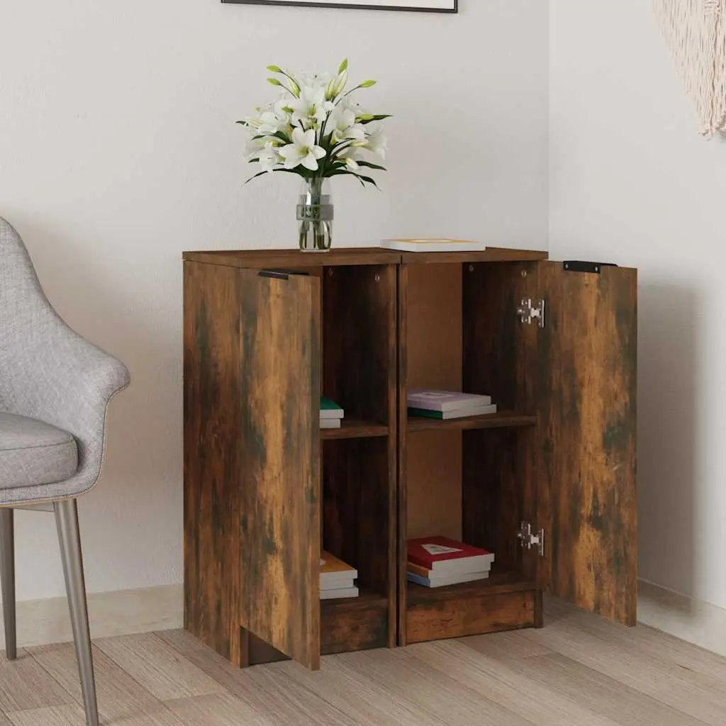 Brown Engineered Wood Storage Sideboards (2 pcs)