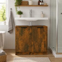 Smoked Oak Brown Bathroom Storage Cabinet 64.5x33.5x59cm