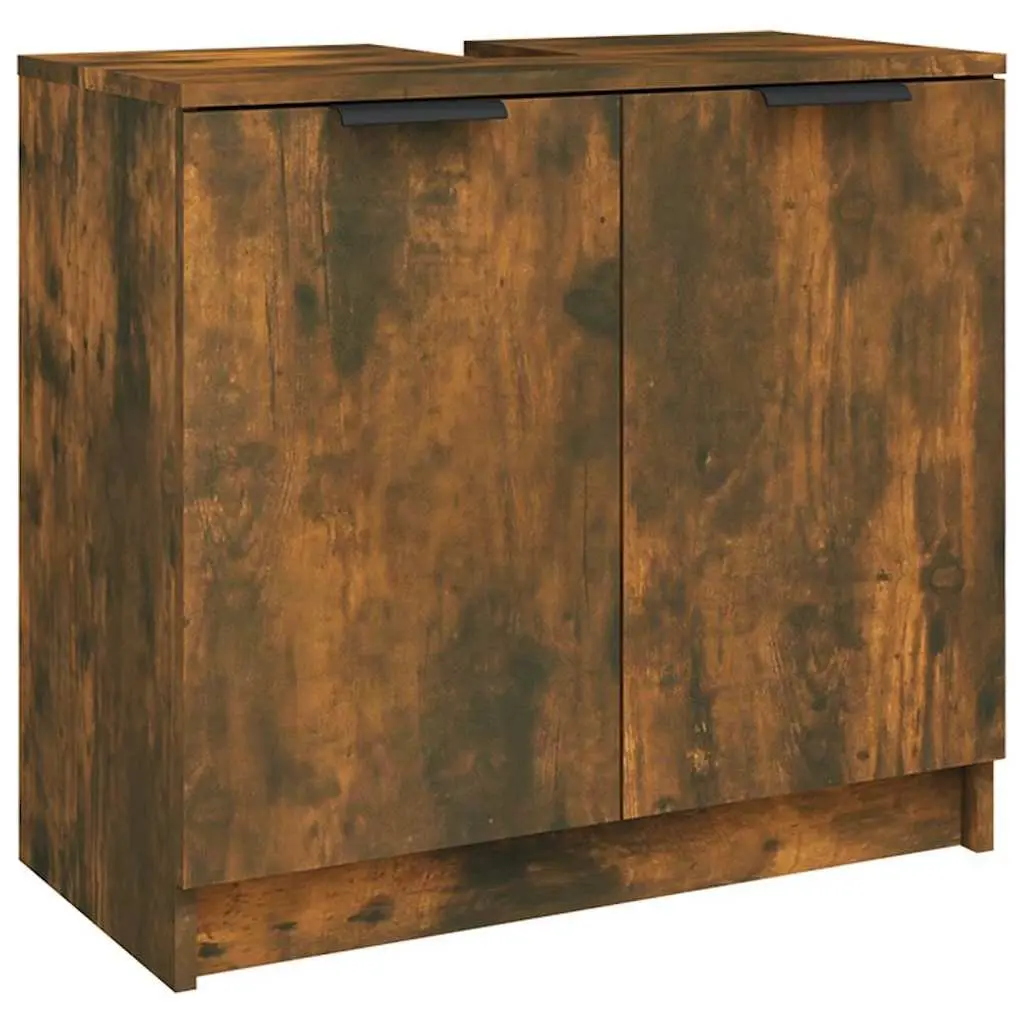 Smoked Oak Brown Bathroom Storage Cabinet 64.5x33.5x59cm