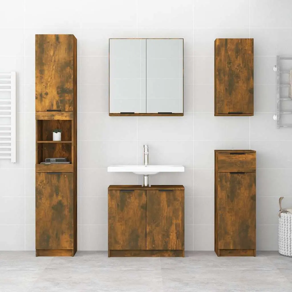 Smoked Oak Brown Bathroom Storage Cabinet 64.5x33.5x59cm