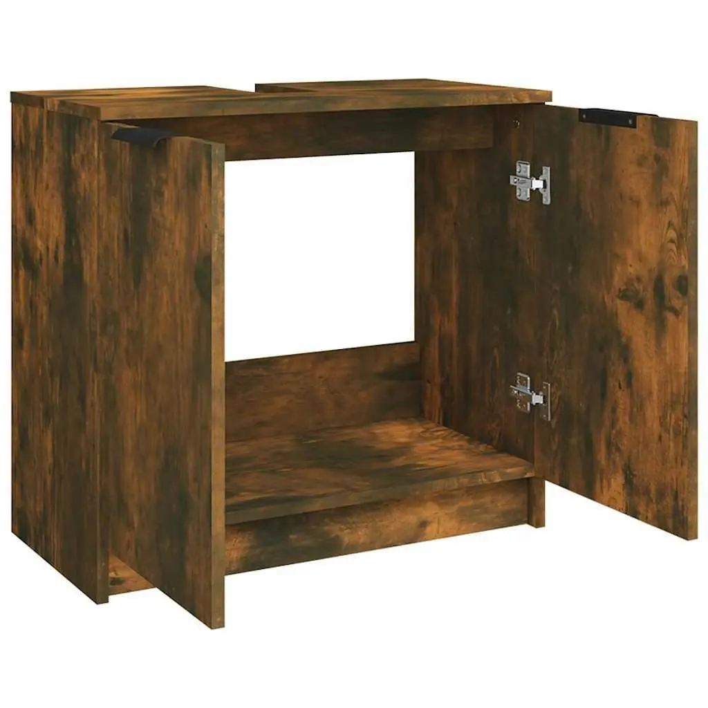 Smoked Oak Brown Bathroom Storage Cabinet 64.5x33.5x59cm