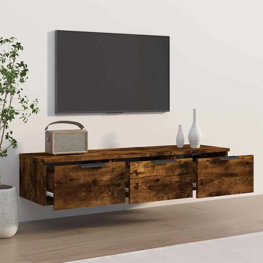 Wall Cabinet Storage Engineered Wood Brown 102x30x20cm
