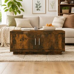 Brown Engineered Wood Coffee Table for Living Room Storage