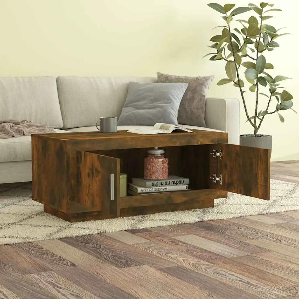 Brown Engineered Wood Coffee Table for Living Room Storage