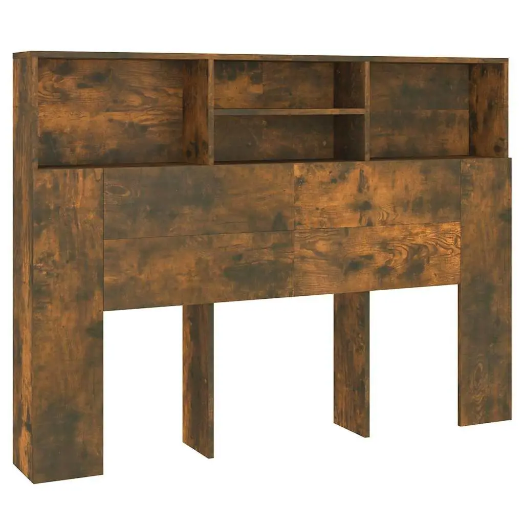 Brown Headboard Cabinet with Storage Solutions