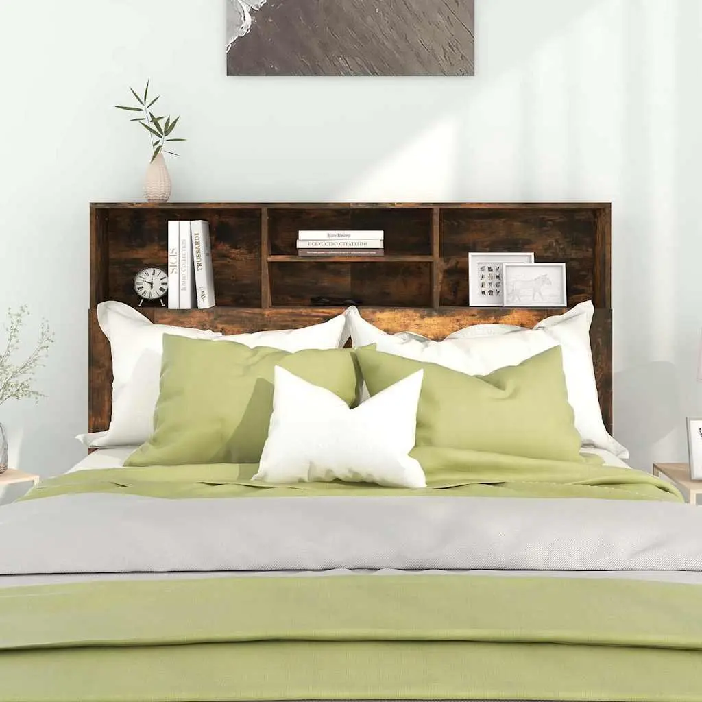 Brown Headboard Cabinet with Storage Solutions