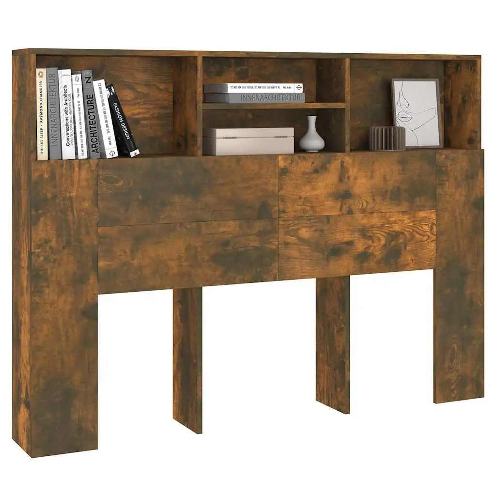 Brown Headboard Cabinet with Storage Solutions