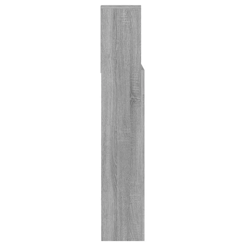 Grey Headboard Cabinet 140 cm for Bedroom Storage