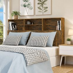 Stylish Brown Wall-Mount Headboard Cabinet 160cm