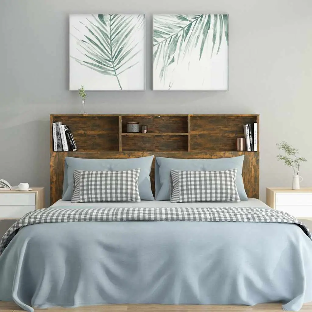 Brown Wall-Mount Headboard Cabinet 160cm