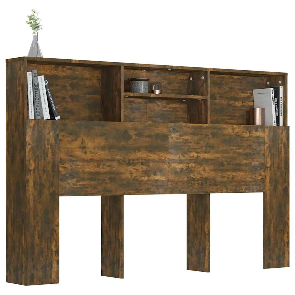 Brown Wall-Mount Headboard Cabinet 160cm