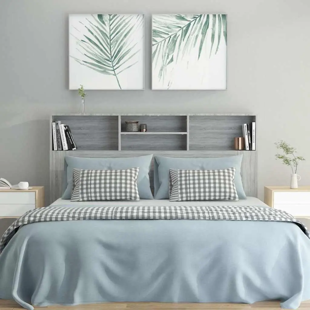 Headboard Cabinet Engineered Wood 160cm Grey