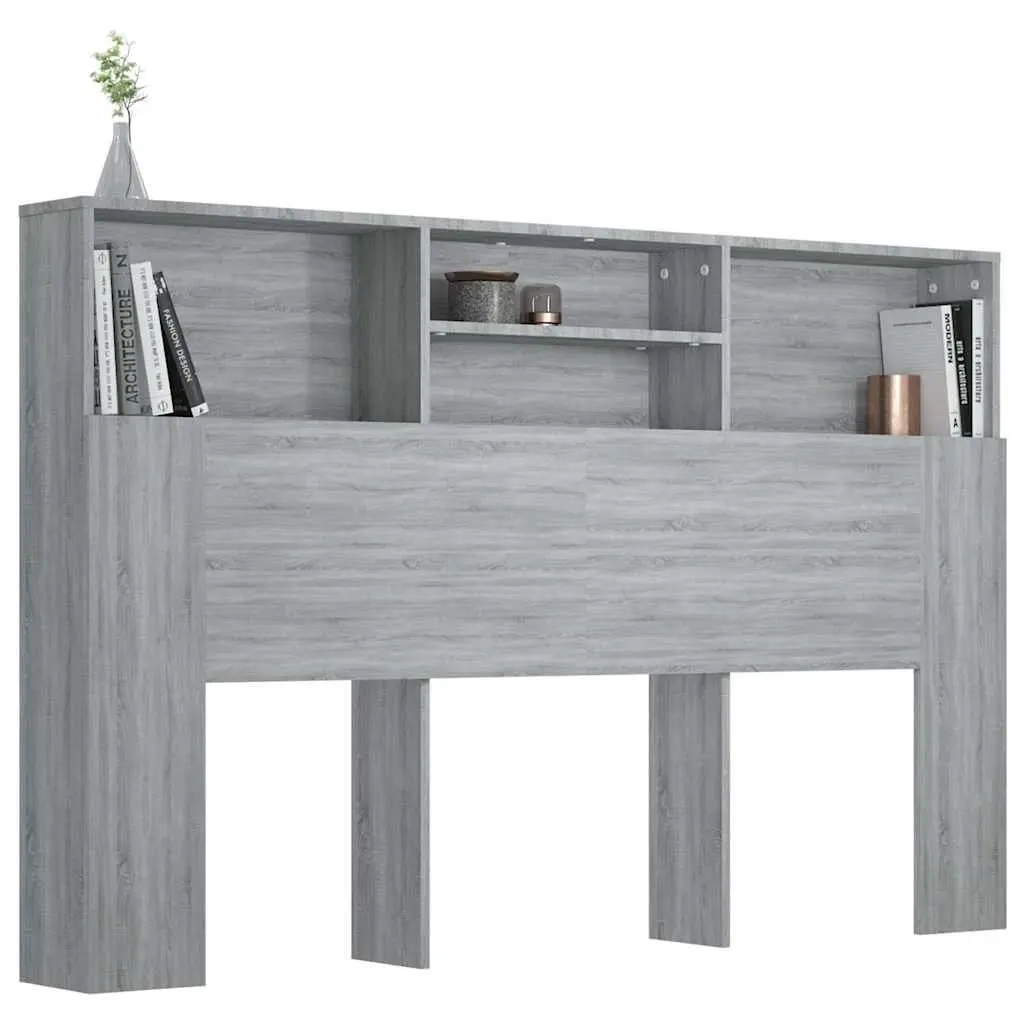Headboard Cabinet Engineered Wood 160cm Grey