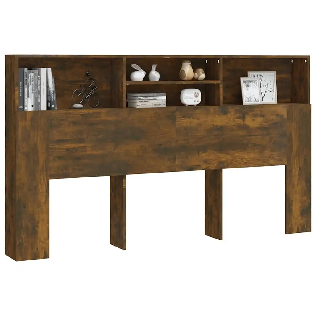 Brown Wall-Mounted Headboard Cabinet for Storage