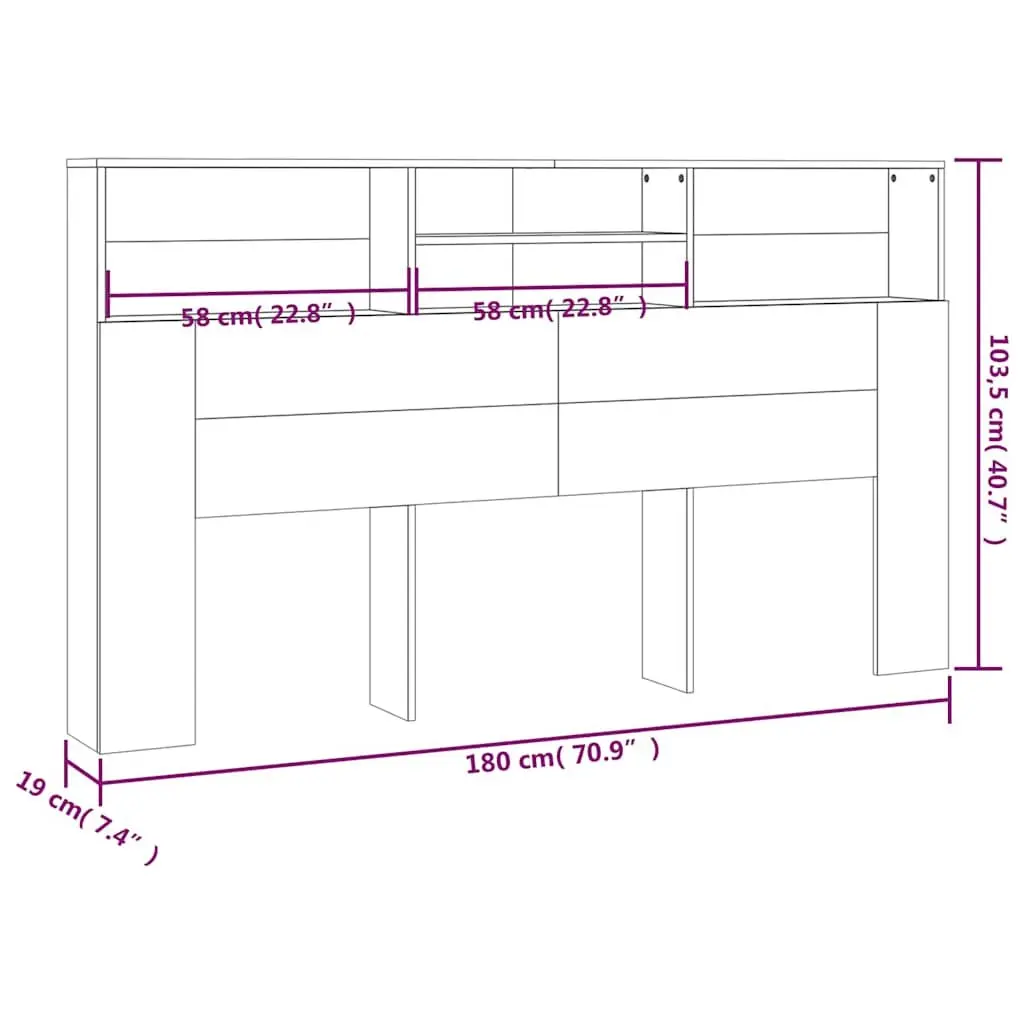 Brown Wall-Mounted Headboard Cabinet for Storage