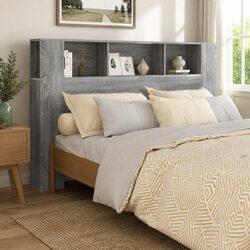 Stylish Grey Headboard Cabinet with Ample Storage