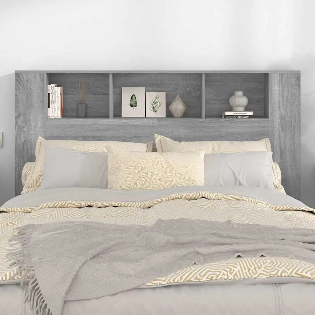 Grey Headboard Cabinet with Ample Storage