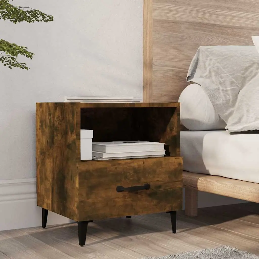 Bedside Cabinets 2 pcs Engineered Wood Nightstands Drawers Shelves Storage