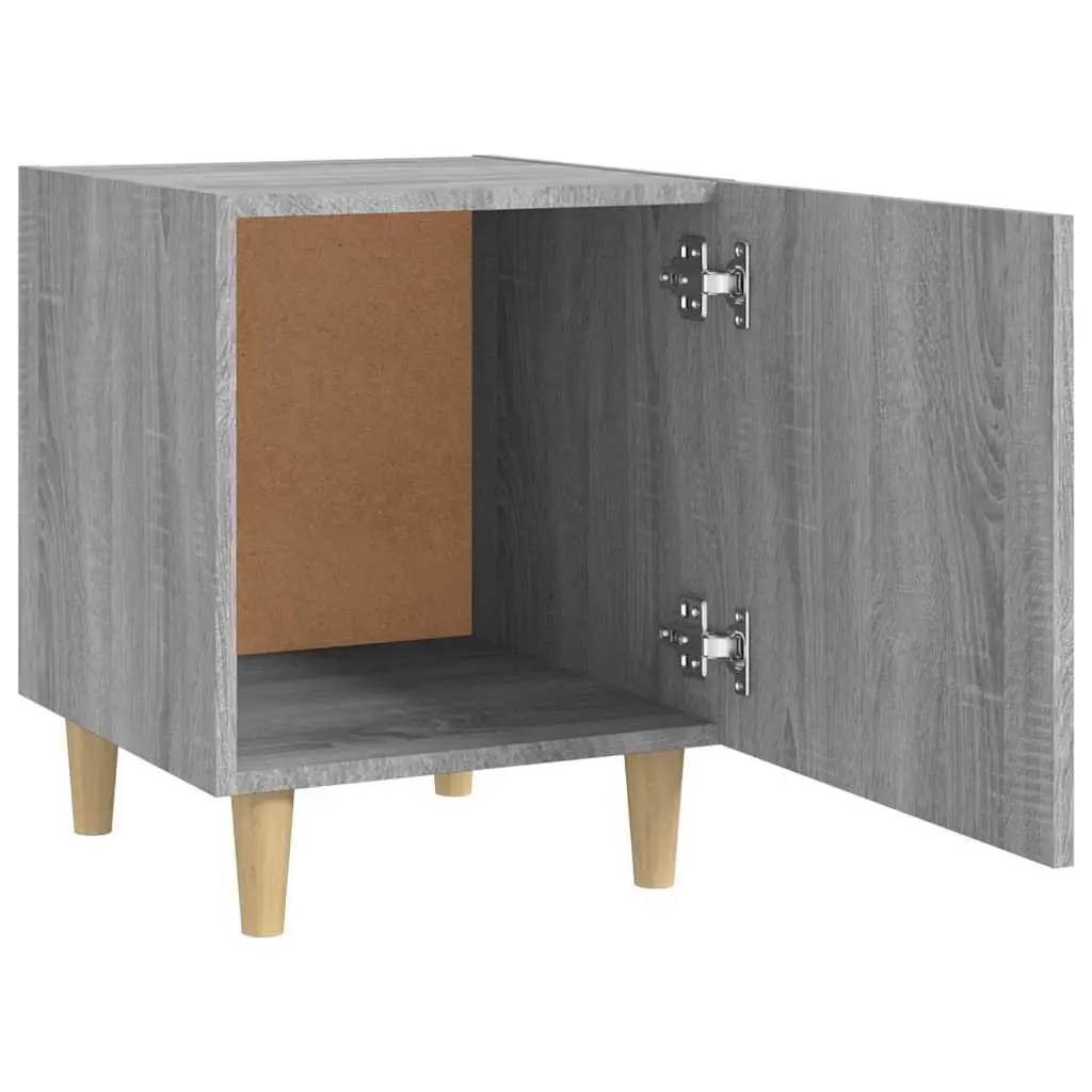 Grey Engineered Wood Bedside Cabinet with Storage Door