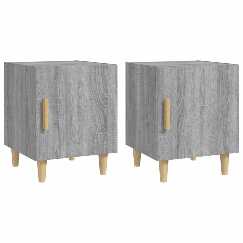 Grey Engineered Wood Nightstand with Storage