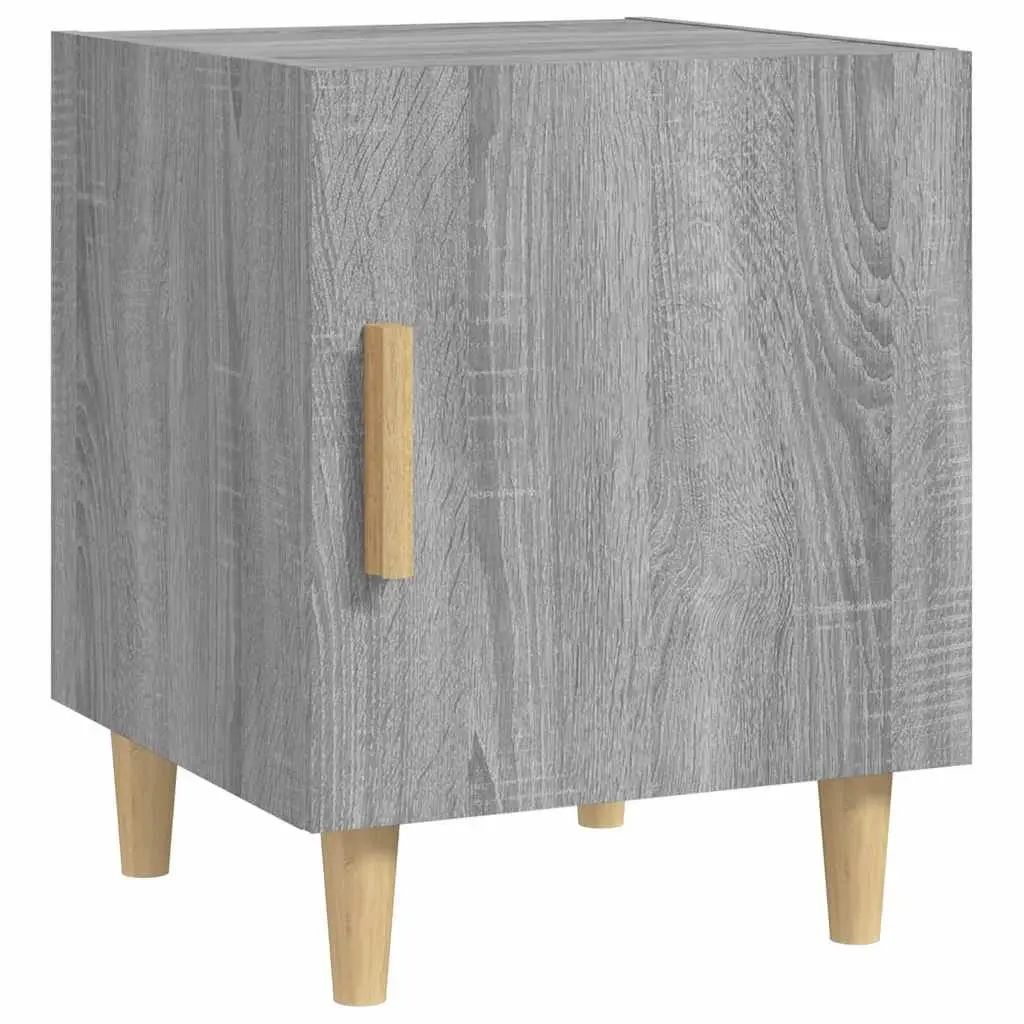 Grey Engineered Wood Nightstand with Storage