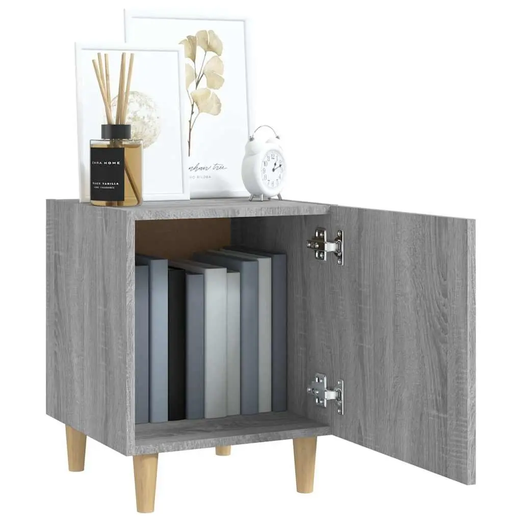 Grey Engineered Wood Nightstand with Storage