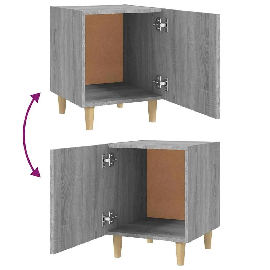 Grey Engineered Wood Nightstand with Storage