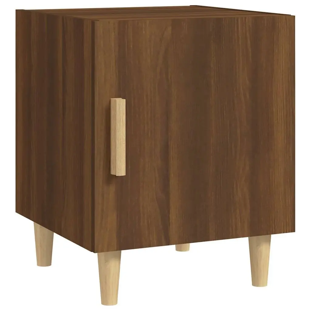 Brown Engineered Wood Bedside Cabinet with Storage Door