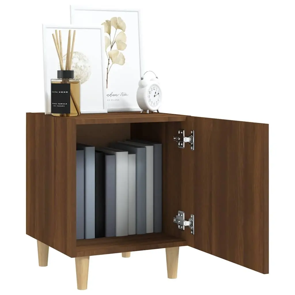 Brown Engineered Wood Bedside Cabinet with Storage Door