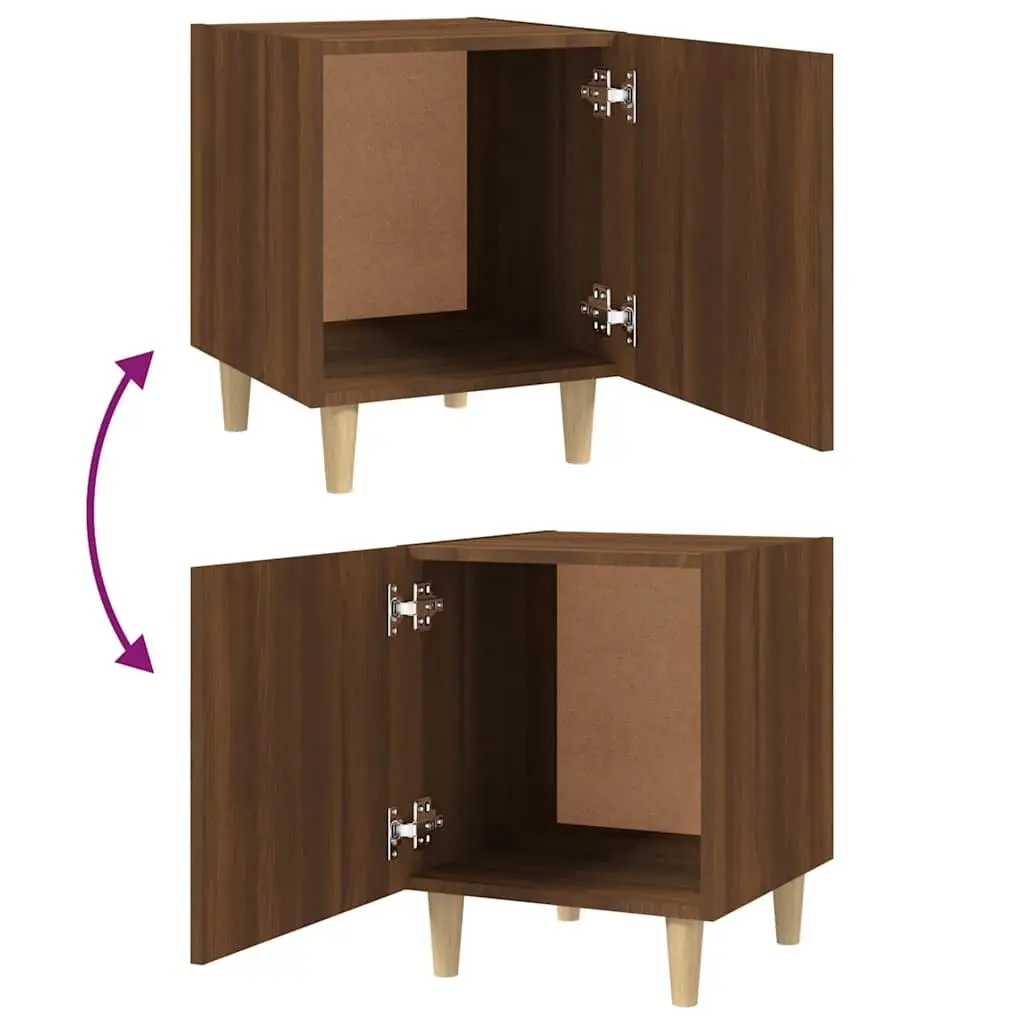 Brown Engineered Wood Bedside Cabinet with Storage Door
